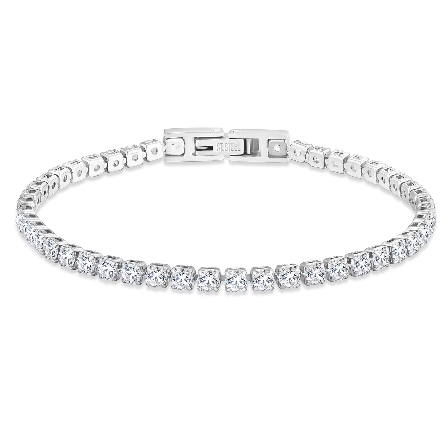 Iced Out Stainless Steel Diamond Bracelet Fashion Luxury Jewelry 3Mm 2Mm Women Men Classic 5A CZ Cubic Zirconia Tennis Bracelet