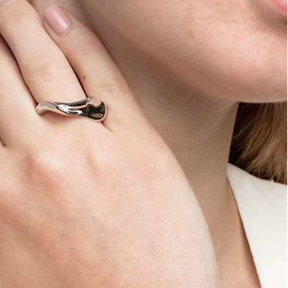 Joolim High End Unique Special 18K PVD Gold Plated Irregular Stainless Steel Ring for Women Fashion Jewelry