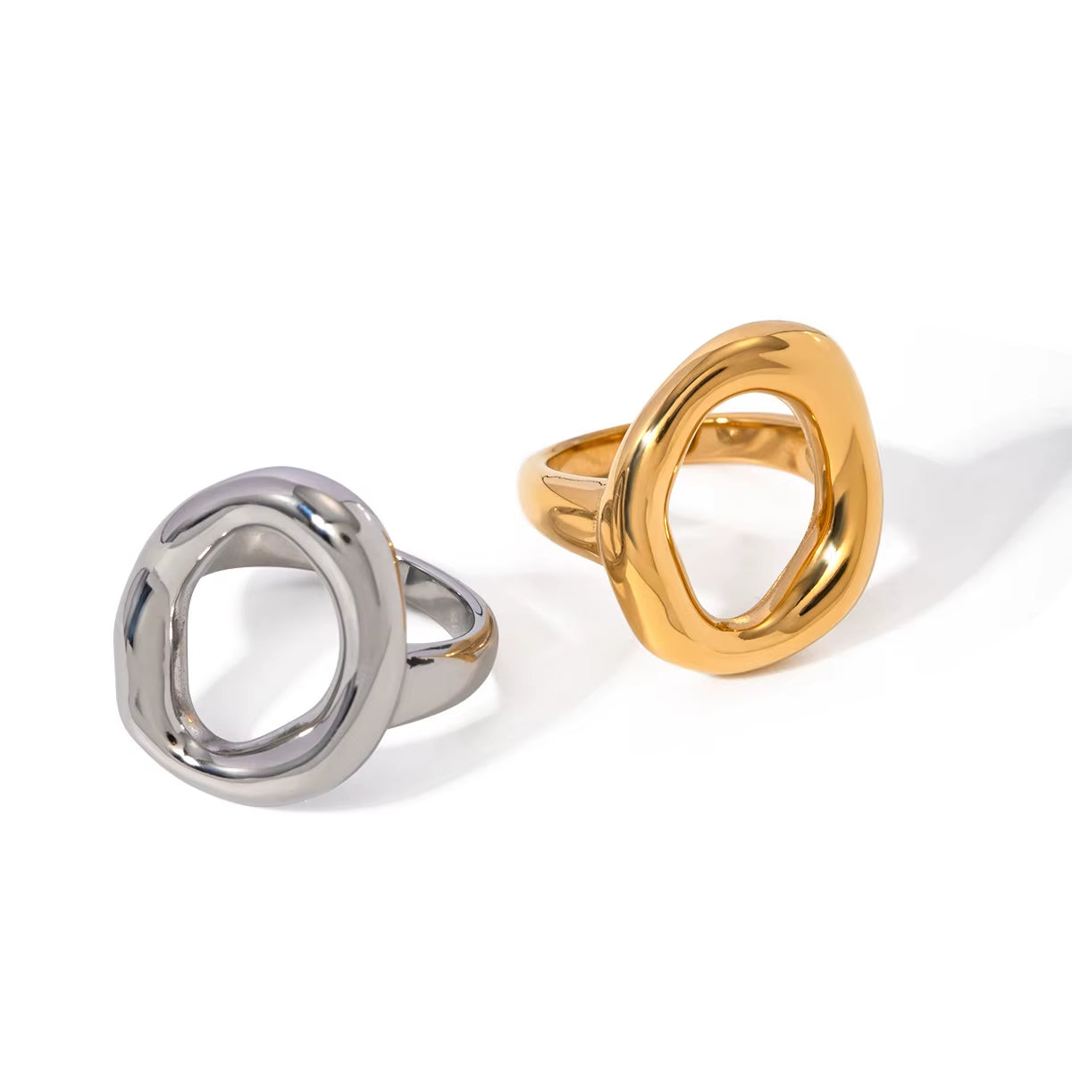 High Quality Minimalist Geometry Ring Pvd Coated Jewelry 18K Gold Plated Rings Waterproof Non-Tarnish for Women ALN25121990