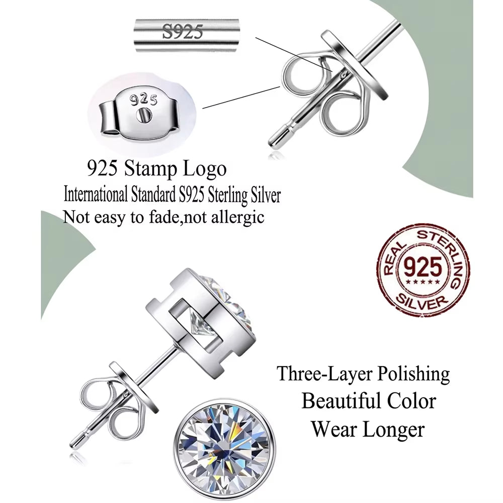 High Quality Beautiful Bezel Setting Cubic Zircon Necklace Earring 925 Sterling Silver Cute Fashion Jewelry Sets for Women Girl