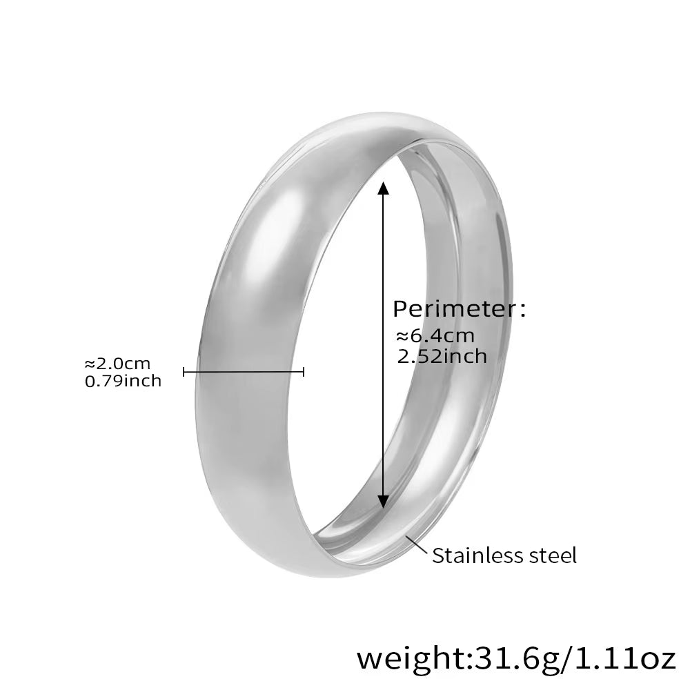 High End 18K PVD Gold Plated Chunky Cambered Surface Simple Bangle Bracelet Women Trendy Stainless Steel Gifts Wholesale