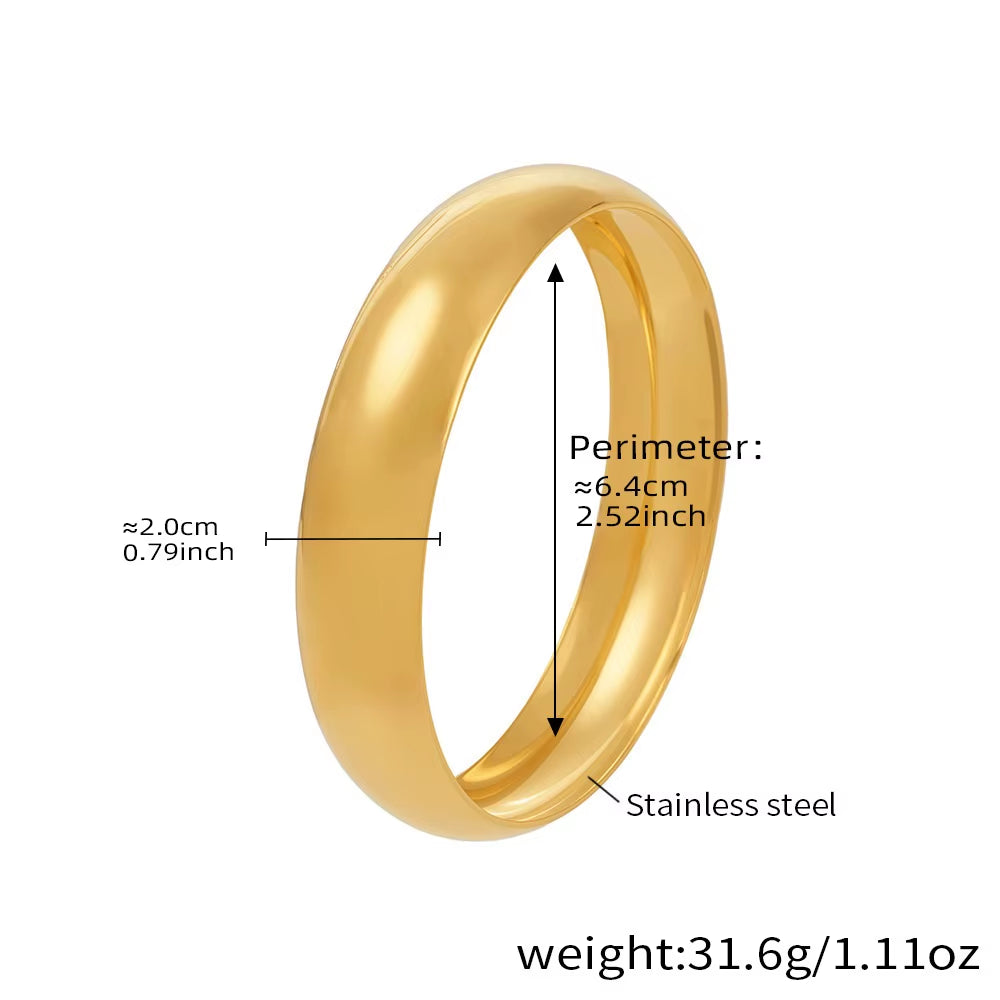 High End 18K PVD Gold Plated Chunky Cambered Surface Simple Bangle Bracelet Women Trendy Stainless Steel Gifts Wholesale