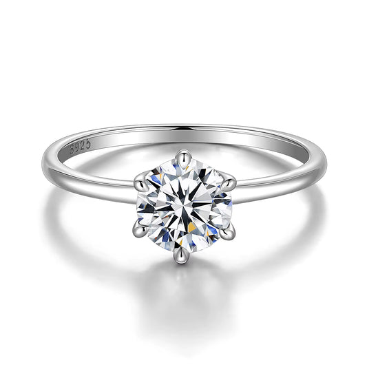 OAHLAN Stylish Real 1Ct Moissanite Engagement Rings for Women S925 Sterling Silver Wedding Bands Jewelry with Certificate