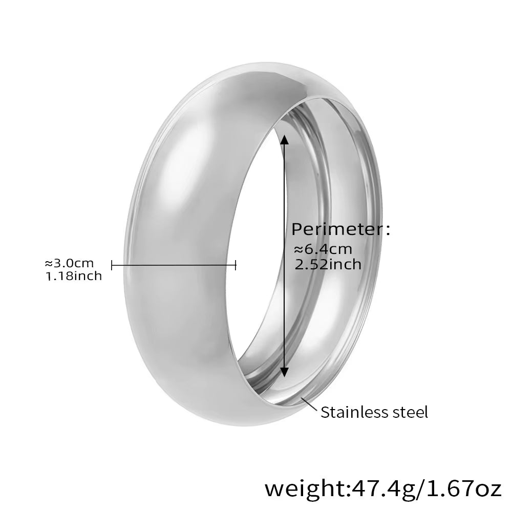 High End 18K PVD Gold Plated Chunky Cambered Surface Simple Bangle Bracelet Women Trendy Stainless Steel Gifts Wholesale