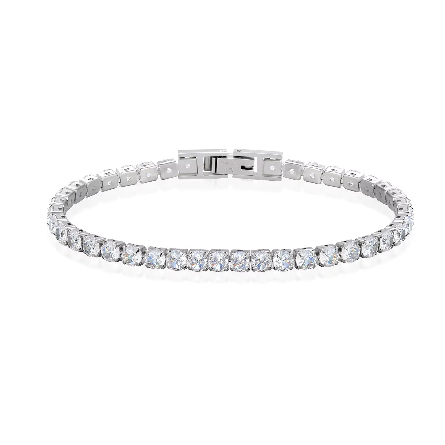Iced Out Stainless Steel Diamond Bracelet Fashion Luxury Jewelry 3Mm 2Mm Women Men Classic 5A CZ Cubic Zirconia Tennis Bracelet