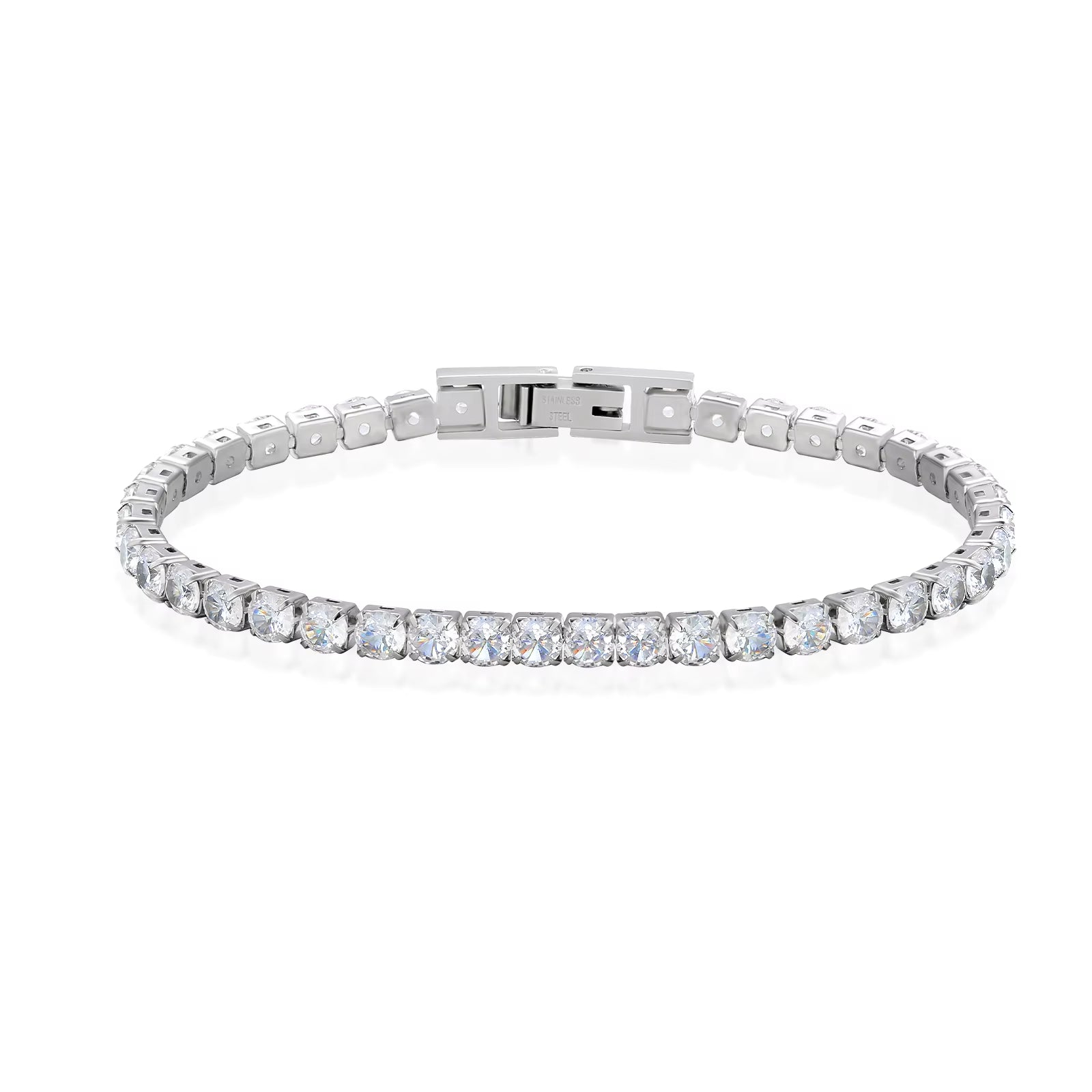 Iced Out Stainless Steel Diamond Bracelet Fashion Luxury Jewelry 3Mm 2Mm Women Men Classic 5A CZ Cubic Zirconia Tennis Bracelet