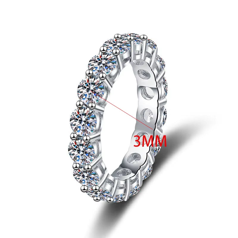 Fine Jewelry Wholesale Prices 3MM/4MM Vvs1Eternal Moissanite Rings Band SS925 Sterling Silver of Ladies Wedding Stackable Rings