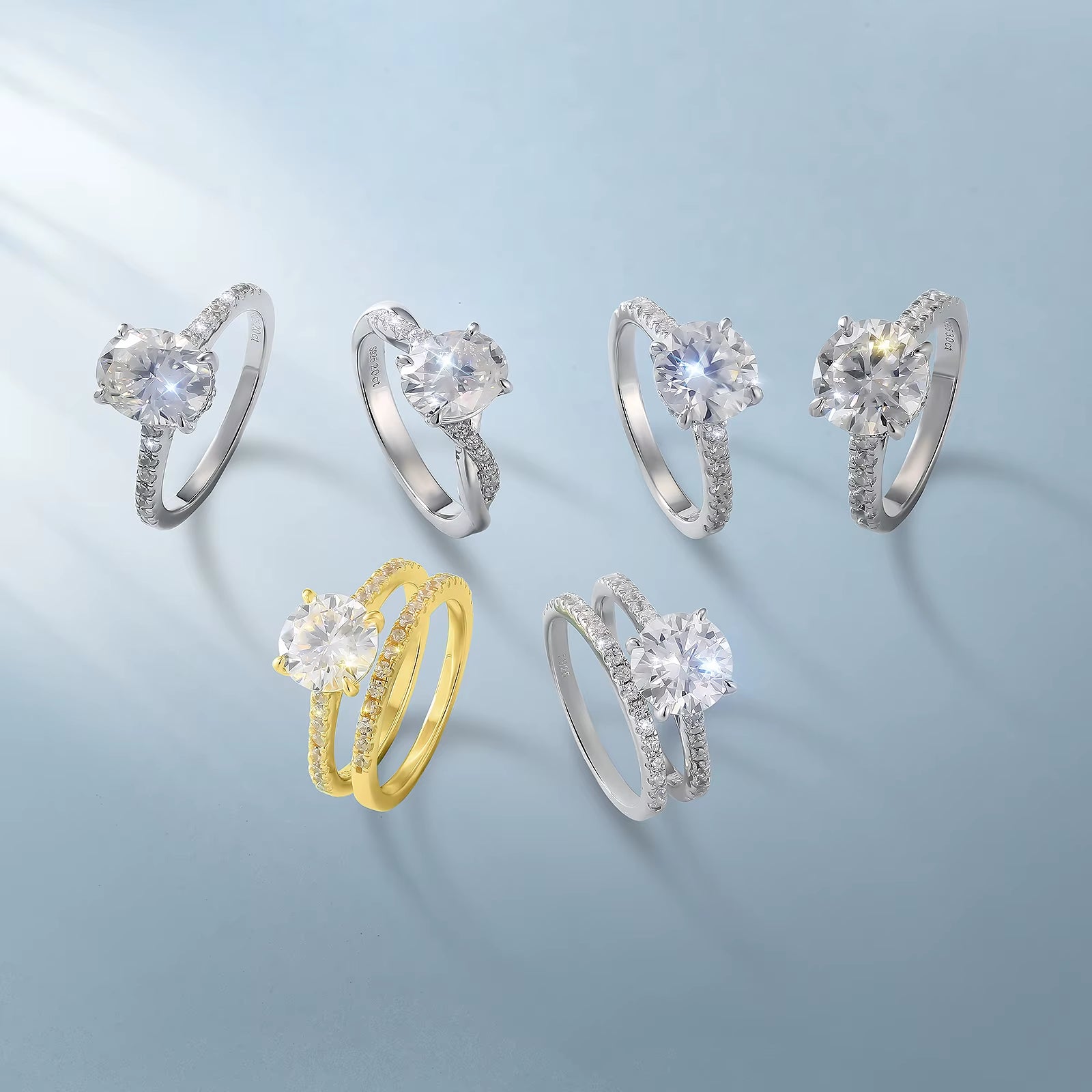 1Ct 2Ct 3Ct Moissanite Ring Fine Jewelry Gifts Wedding Promise 925 Sterling Silver Engagement GRA VVS Diamond Fashion Women Ring