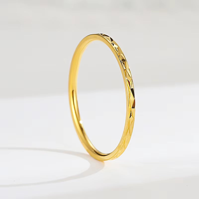 YF2270 Non Tarnish Waterproof Jewelry Stackable Rings Stainless Steel Jewelry 18K Gold Plated Zircon Stacking Ring for Women