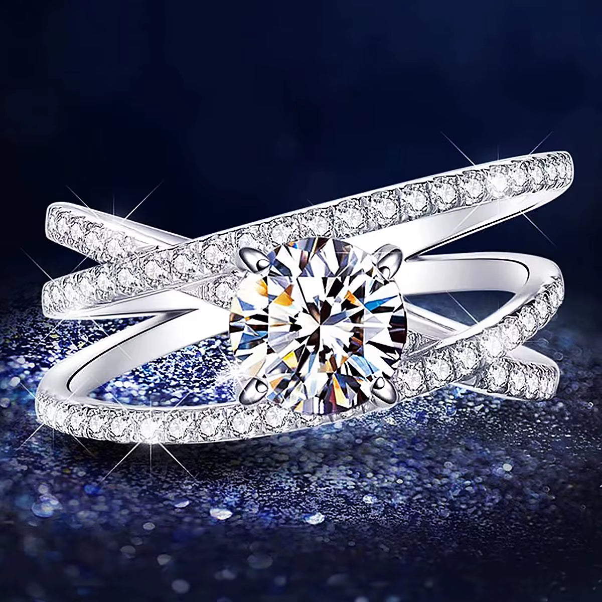 Luxury Platinum Plated 925 Sterling Silver Hypoallergenic Women'S Engagement Ring Flower Shape 1Ct Moissanite GRA Certified