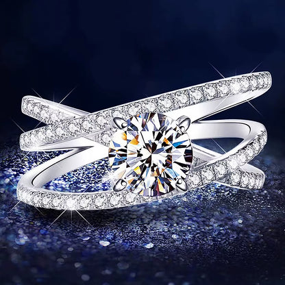 Luxury Platinum Plated 925 Sterling Silver Hypoallergenic Women'S Engagement Ring Flower Shape 1Ct Moissanite GRA Certified