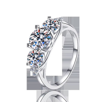 Luxurious and Elegant Fine Jewel Three Diamond GRA Certified 2CT Vvs1 Moissanite S925 Sterling Silver Ring of Wedding Engagement