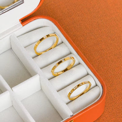 YF2270 Non Tarnish Waterproof Jewelry Stackable Rings Stainless Steel Jewelry 18K Gold Plated Zircon Stacking Ring for Women