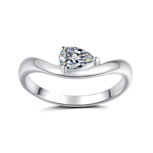 Unique Design Jewelry Solitaire 0.5Ct Pear Cut D VVS Moissanite Diamond S925 Sterling Sliver Engagement Wedding Ring of Women