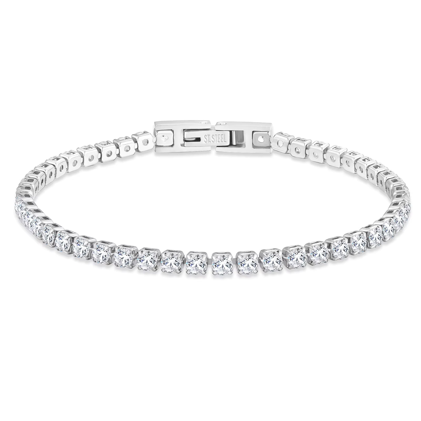 Iced Out Stainless Steel Diamond Bracelet Fashion Luxury Jewelry 3Mm 2Mm Women Men Classic 5A CZ Cubic Zirconia Tennis Bracelet