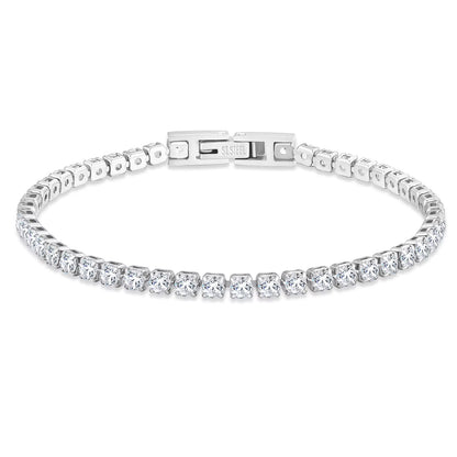 Iced Out Stainless Steel Diamond Bracelet Fashion Luxury Jewelry 3Mm 2Mm Women Men Classic 5A CZ Cubic Zirconia Tennis Bracelet