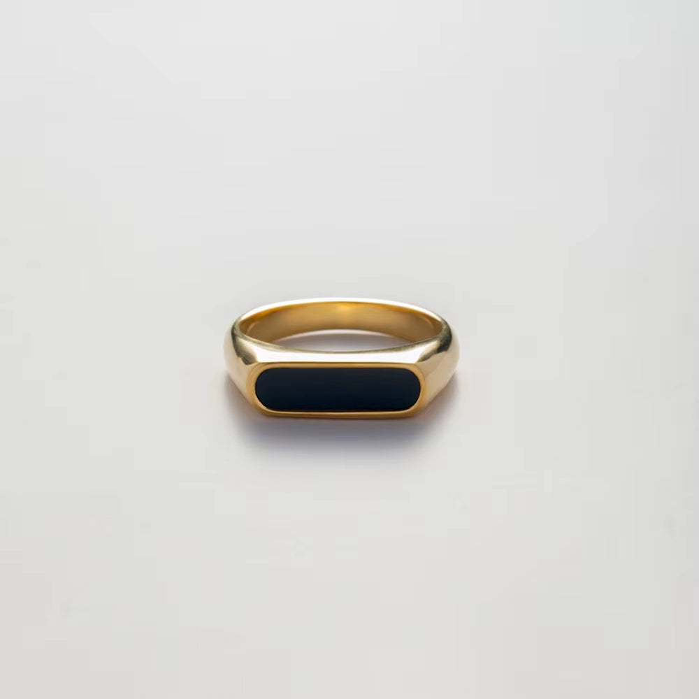 YF2277 Waterproof Jewelry Ins Hot Selling Minimalist 18K Real Gold Plated Stainless Steel Black White Natural Shell Rings