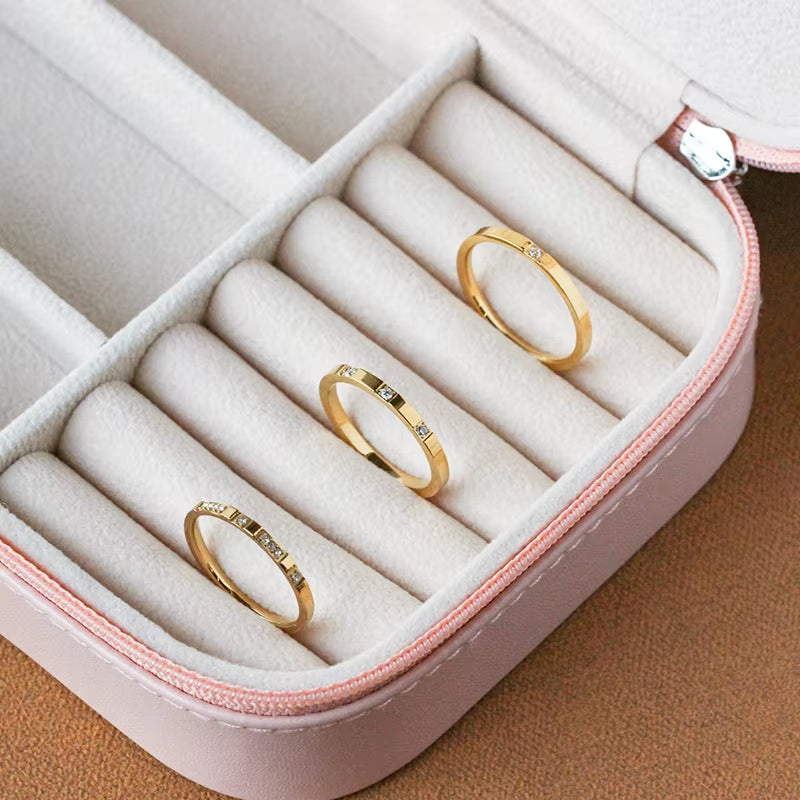 YF2270 Non Tarnish Waterproof Jewelry Stackable Rings Stainless Steel Jewelry 18K Gold Plated Zircon Stacking Ring for Women