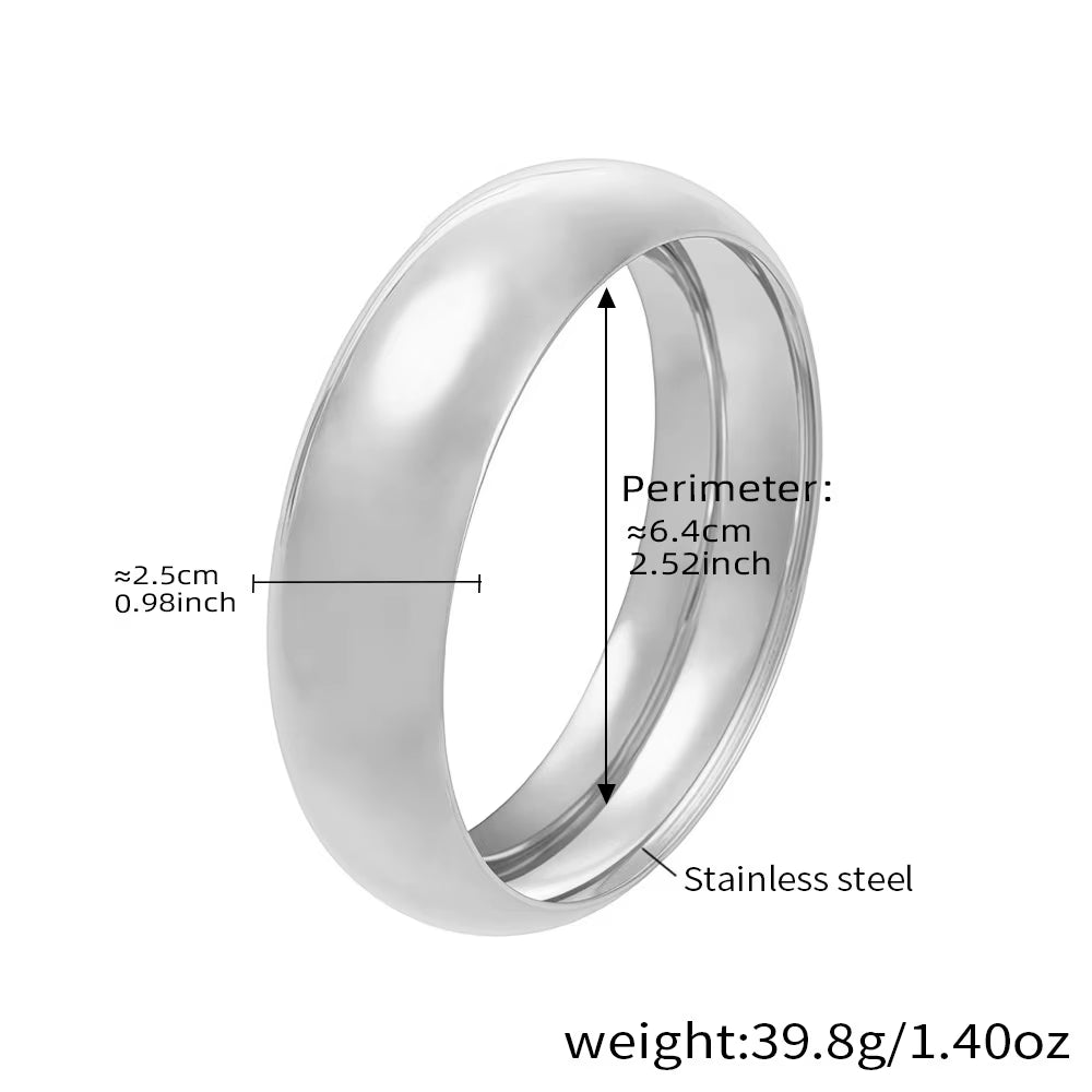 High End 18K PVD Gold Plated Chunky Cambered Surface Simple Bangle Bracelet Women Trendy Stainless Steel Gifts Wholesale