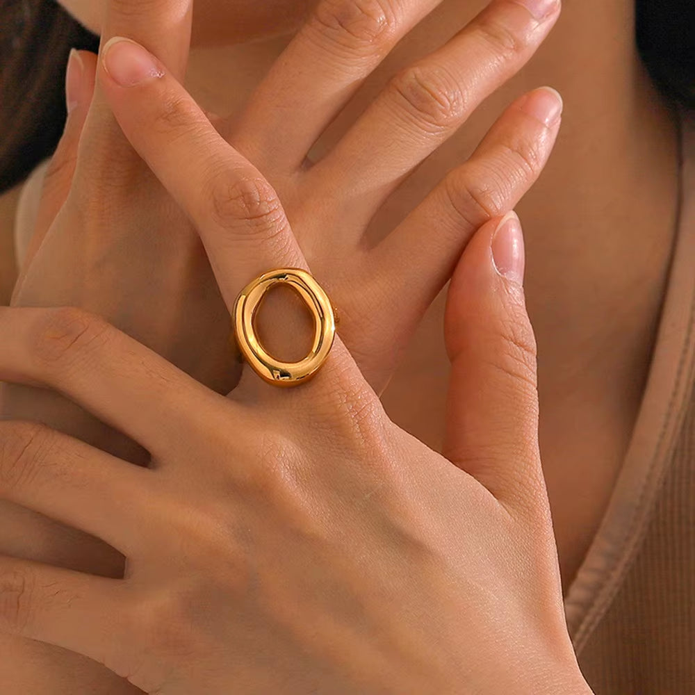 High Quality Minimalist Geometry Ring Pvd Coated Jewelry 18K Gold Plated Rings Waterproof Non-Tarnish for Women ALN25121990