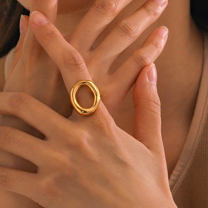 High Quality Minimalist Geometry Ring Pvd Coated Jewelry 18K Gold Plated Rings Waterproof Non-Tarnish for Women ALN25121990