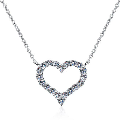 Hot Sale Fine Jewelry S925 Sterling Silver Full Diamond VVS1 Moissanite Love Heart Pendant Necklace Valentine'S Day Jewelry Gift