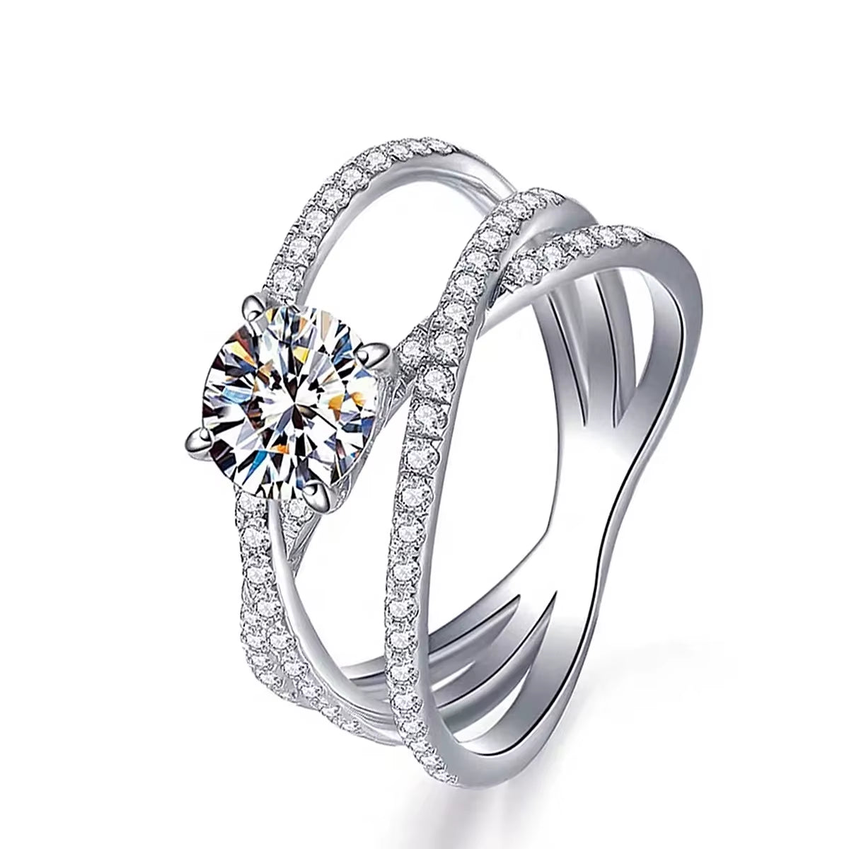 Luxury Platinum Plated 925 Sterling Silver Hypoallergenic Women'S Engagement Ring Flower Shape 1Ct Moissanite GRA Certified