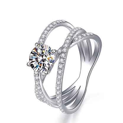 Luxury Platinum Plated 925 Sterling Silver Hypoallergenic Women'S Engagement Ring Flower Shape 1Ct Moissanite GRA Certified