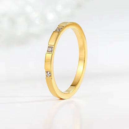 YF2270 Non Tarnish Waterproof Jewelry Stackable Rings Stainless Steel Jewelry 18K Gold Plated Zircon Stacking Ring for Women