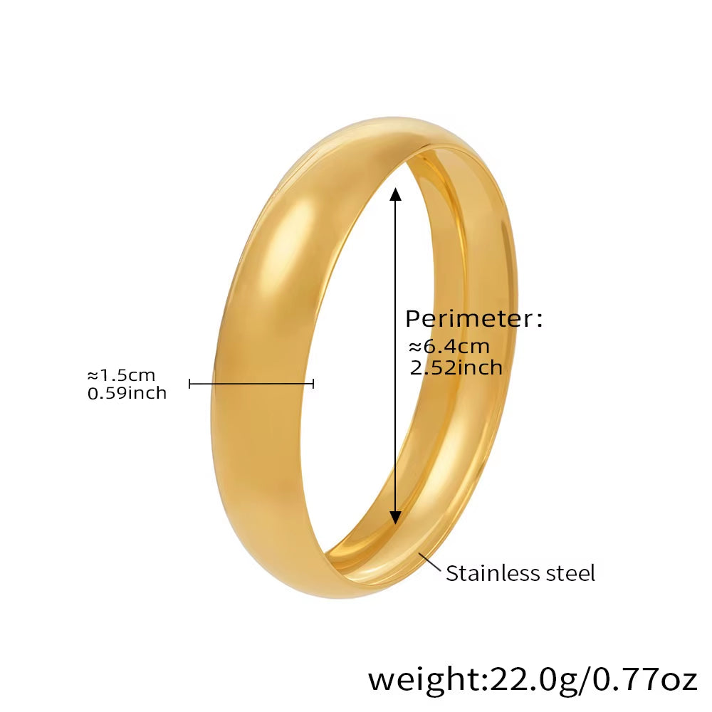 High End 18K PVD Gold Plated Chunky Cambered Surface Simple Bangle Bracelet Women Trendy Stainless Steel Gifts Wholesale