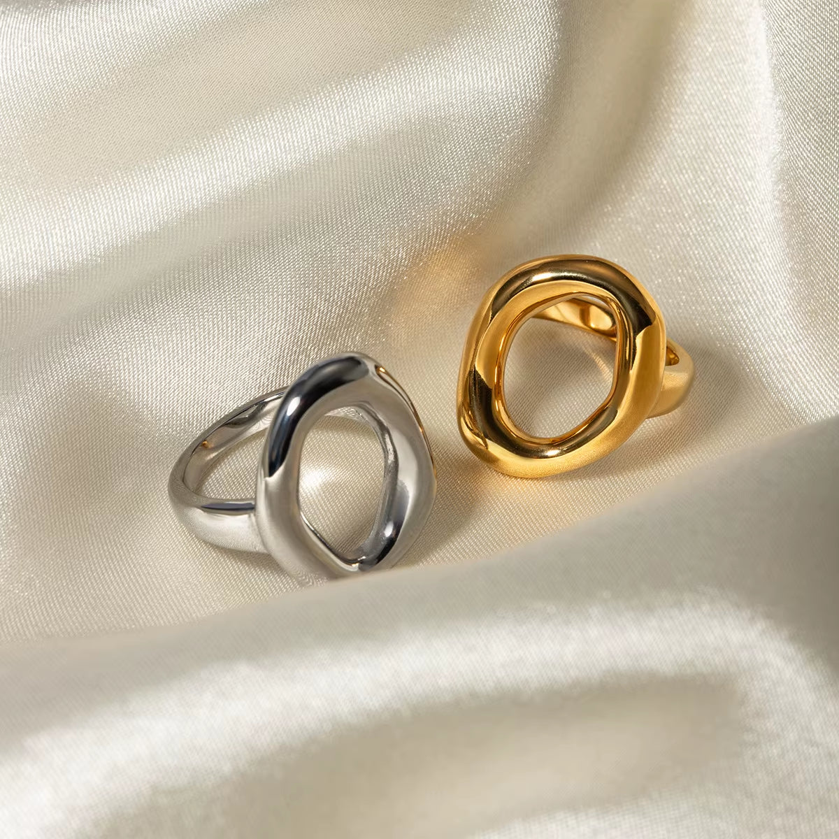 High Quality Minimalist Geometry Ring Pvd Coated Jewelry 18K Gold Plated Rings Waterproof Non-Tarnish for Women ALN25121990