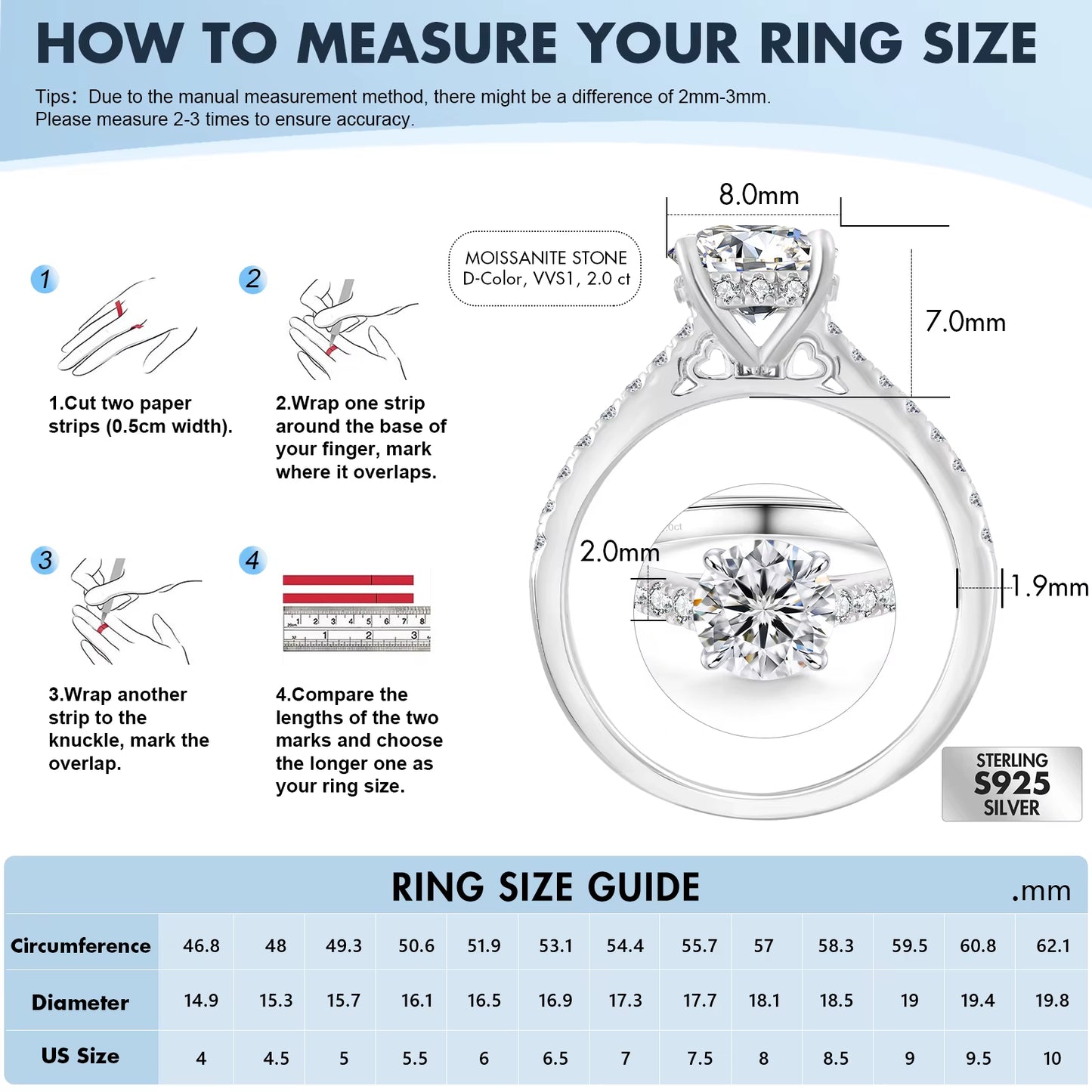 1Ct 2Ct 3Ct Moissanite Ring Fine Jewelry Gifts Wedding Promise 925 Sterling Silver Engagement GRA VVS Diamond Fashion Women Ring