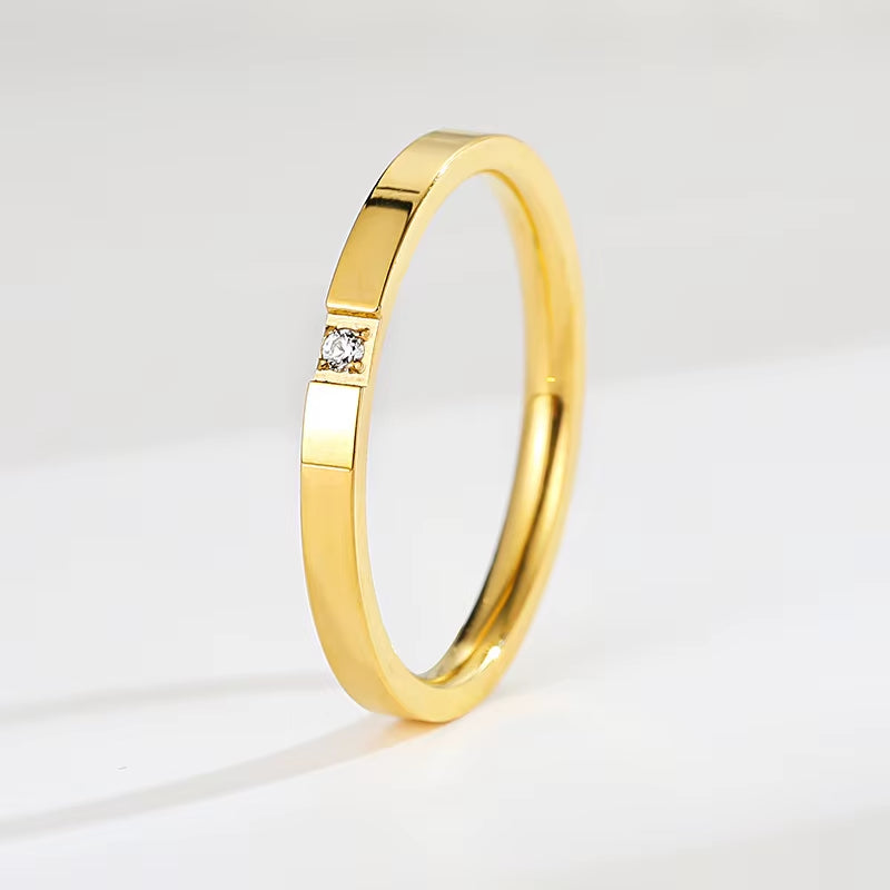 YF2270 Non Tarnish Waterproof Jewelry Stackable Rings Stainless Steel Jewelry 18K Gold Plated Zircon Stacking Ring for Women
