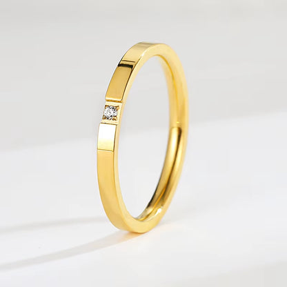 YF2270 Non Tarnish Waterproof Jewelry Stackable Rings Stainless Steel Jewelry 18K Gold Plated Zircon Stacking Ring for Women