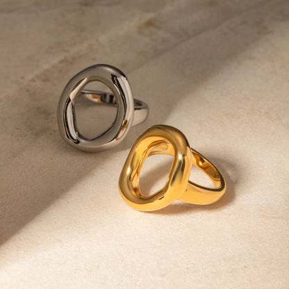 High Quality Minimalist Geometry Ring Pvd Coated Jewelry 18K Gold Plated Rings Waterproof Non-Tarnish for Women ALN25121990
