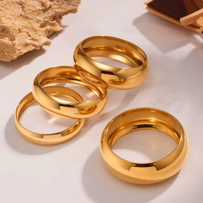 High End 18K PVD Gold Plated Chunky Cambered Surface Simple Bangle Bracelet Women Trendy Stainless Steel Gifts Wholesale