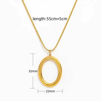 Joolim Jewelry 18K Gold Plated Oval Pendant Sweater Necklace Stainless Steel Jewelry Wholesale