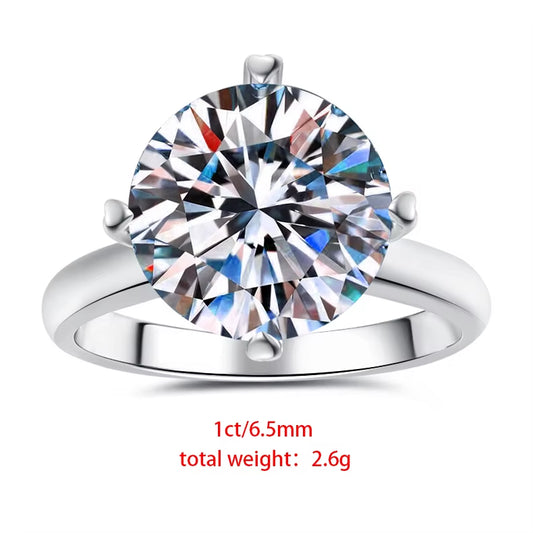 Simple Jewelry Four Claw 1/2/3/5 Ct Vvs1 Moissanite Ring S925 Sterling Silver Ring with GRA Certified of Engagement Gift