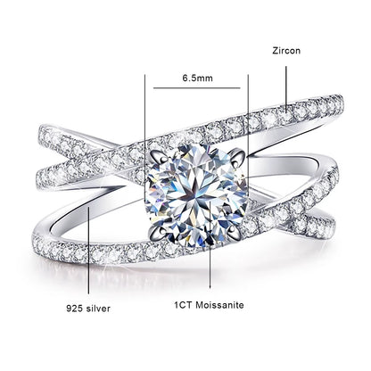 Luxury Platinum Plated 925 Sterling Silver Hypoallergenic Women'S Engagement Ring Flower Shape 1Ct Moissanite GRA Certified