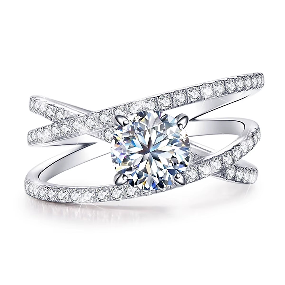 Luxury Platinum Plated 925 Sterling Silver Hypoallergenic Women'S Engagement Ring Flower Shape 1Ct Moissanite GRA Certified