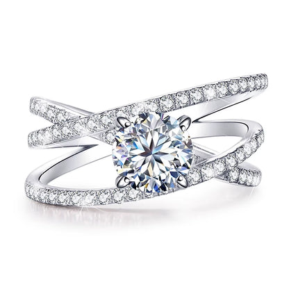 Luxury Platinum Plated 925 Sterling Silver Hypoallergenic Women'S Engagement Ring Flower Shape 1Ct Moissanite GRA Certified