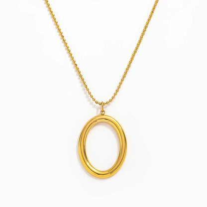 Joolim Jewelry 18K Gold Plated Oval Pendant Sweater Necklace Stainless Steel Jewelry Wholesale