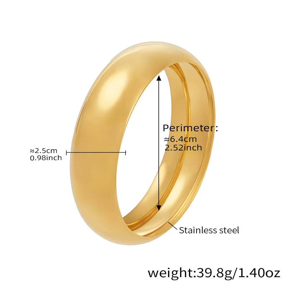 High End 18K PVD Gold Plated Chunky Cambered Surface Simple Bangle Bracelet Women Trendy Stainless Steel Gifts Wholesale