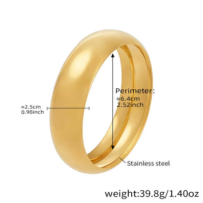 High End 18K PVD Gold Plated Chunky Cambered Surface Simple Bangle Bracelet Women Trendy Stainless Steel Gifts Wholesale