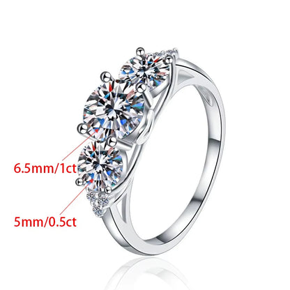Luxurious and Elegant Fine Jewel Three Diamond GRA Certified 2CT Vvs1 Moissanite S925 Sterling Silver Ring of Wedding Engagement