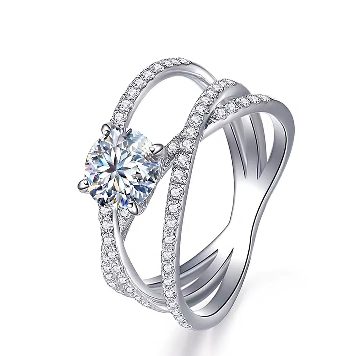 Luxury Platinum Plated 925 Sterling Silver Hypoallergenic Women'S Engagement Ring Flower Shape 1Ct Moissanite GRA Certified