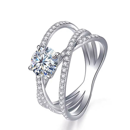 Luxury Platinum Plated 925 Sterling Silver Hypoallergenic Women'S Engagement Ring Flower Shape 1Ct Moissanite GRA Certified