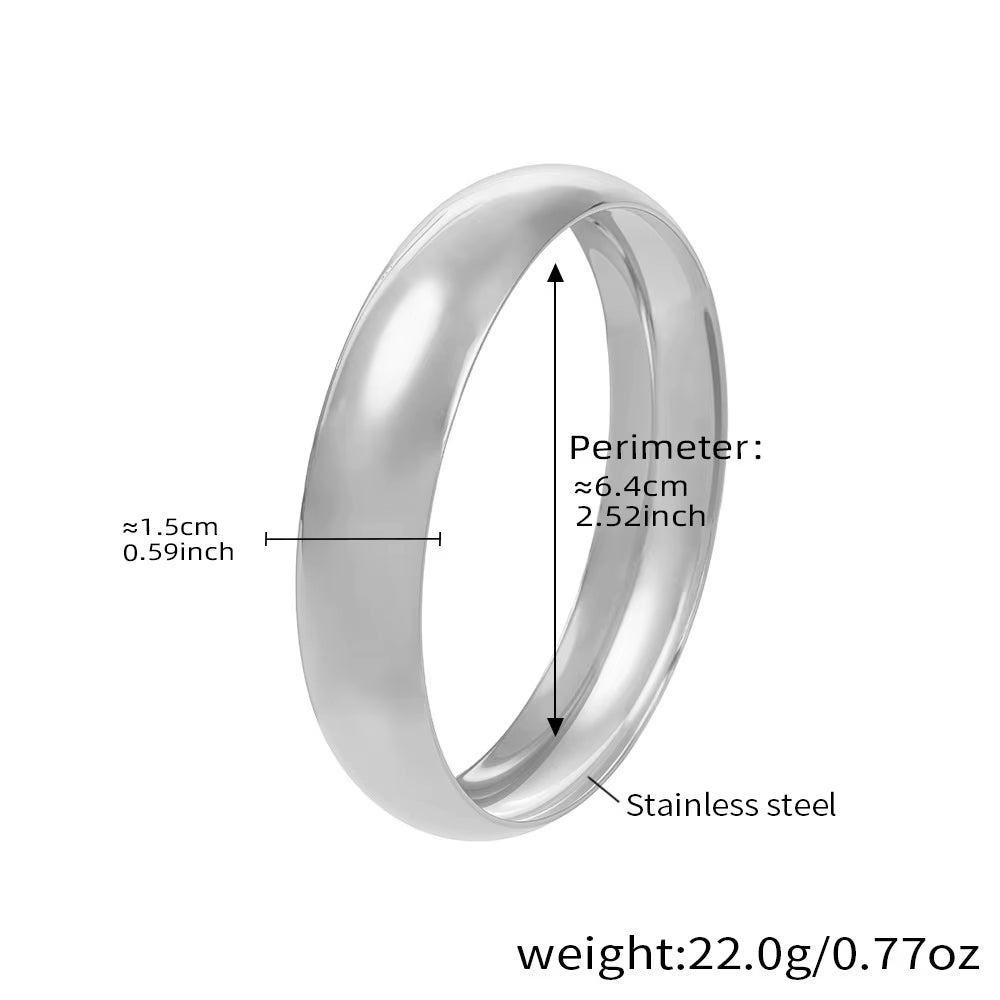 High End 18K PVD Gold Plated Chunky Cambered Surface Simple Bangle Bracelet Women Trendy Stainless Steel Gifts Wholesale
