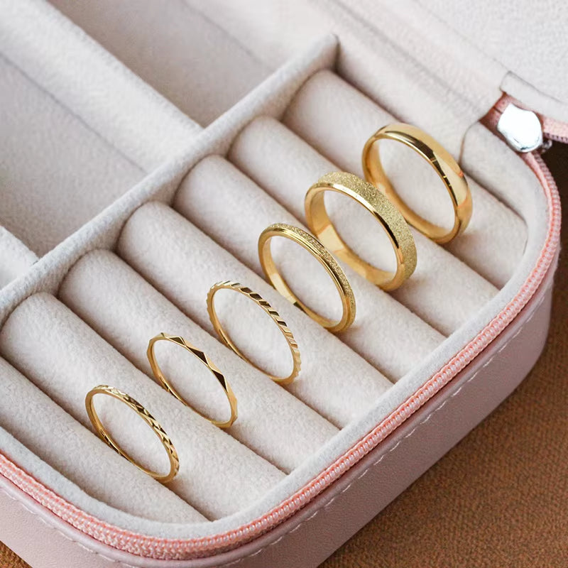 YF2270 Non Tarnish Waterproof Jewelry Stackable Rings Stainless Steel Jewelry 18K Gold Plated Zircon Stacking Ring for Women