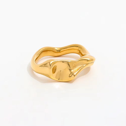 Joolim High End Unique Special 18K PVD Gold Plated Irregular Stainless Steel Ring for Women Fashion Jewelry